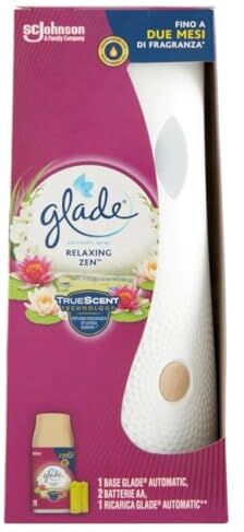 glade Automatic Spray, Profumatore per Ambienti Base con Ricarica, Fragranza Relaxing Zen, Confezione da 1 Diffusore e 1 Ricarica 269 ml