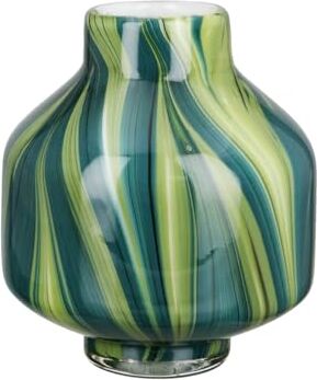 Gilde Vaso in vetro art decorativo piccolo vaso in vetro – vaso per fiori – regalo per donne di compleanno – Colore: verde bianco altezza 16 cm