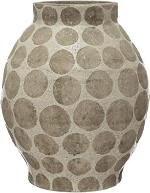 Creative Terra-Cotta Wax Relief Dots Vaso, 33 cm L x 33 cm W x 40,6 cm H, crema