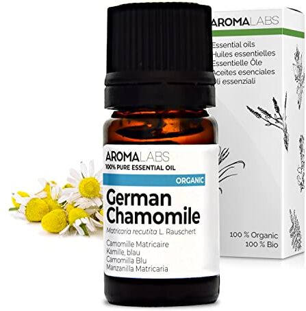 Aroma Labs BIO Olio essenziale Camomilla Blu 5mL 100% Puro, Naturale, Chemiotipizzato e Certificato AB  (Marchio Francese)