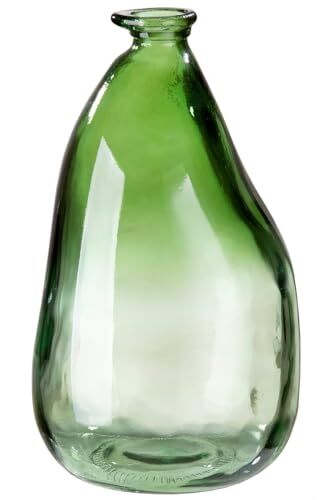 Gilde Vaso decorativo XL in vetro riciclato, fabbricazione europea, decorazione autunnale, vaso per fiori verde con sfumatura di colore, altezza 36 cm