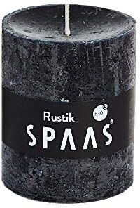 Spaas Nero 8 Candele rustiche Non profumate 68, 30 Ore, Cera di paraffina, D 68 mm x H 80 mm