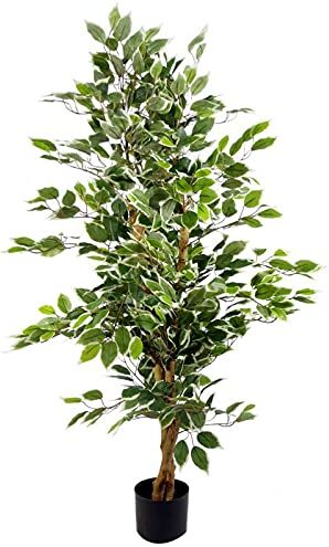 Leaf Albero/pianta artificiale di ficus realistico, 130 cm, bianco