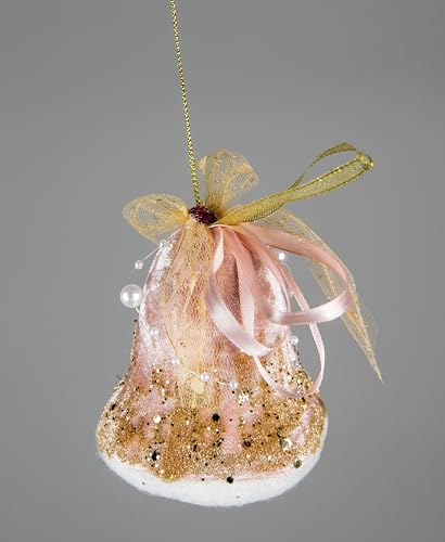 SHATCHI Campana di Babbo Natale rosa chiaro, 8 x 10 cm, decorazioni da appendere all'albero di Natale, ornamenti decorativi festivi a tema fiaba, ciondolo per albero di Natale