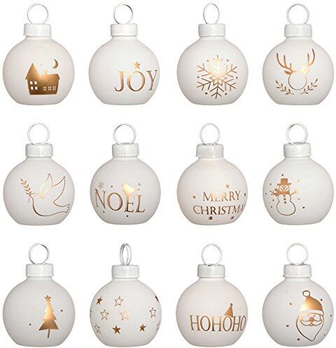 WeRChristmas -Decorazione natalizia con supporto, in plastica, colore: blanco, confezione da 12