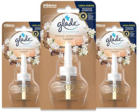 glade Diffusore di Oli Essenziali Elettrico, Ricarica, Fragranza Sensual Sandalwood e Jasmine, Confezione da 3 Ricariche, 20 ml