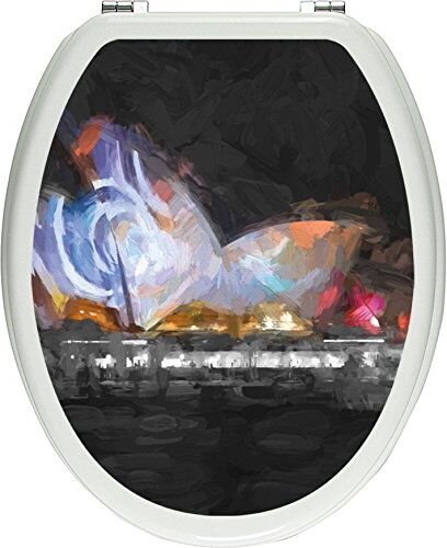 Pixxprint pixxp RINT 3D WCS 3873 _ 32 x 40 Impressionante Sydney Opera House luci Come Materiale Coperchio Adesivi, WC Coperchio WC, gläzendes, Nero/Bianco, 40 x 32 cm