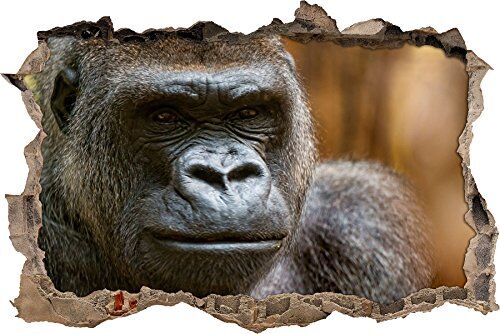 Pixxprint pixxp RINT 3D WD s1758 _ 92 x 62 anmutiger Gorilla svolta Adesivo da Parete 3D da Parete, Vinile, Multicolore, 92 x 62 x 0,02 cm