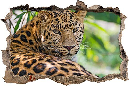 Pixxprint pixxp RINT 3D WD S1820 _ 92 x 62 attento Leopard all' Ombra svolta Adesivo da Parete 3D da Parete, in Vinile, Multicolore, 92 x 62 x 0,02 cm