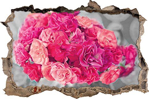 Pixxprint pixxp RINT 3D WD 4959 _ 92 x 62 wunderschöner Wild Roses Bouquet di svolta Adesivo da Parete 3D da Parete, in Vinile, Nero/Bianco, 92 x 62 x 0,02 cm