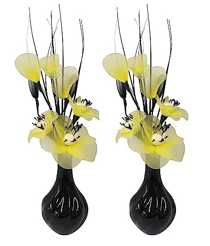 Creative Flourish 813 Articial Mini da abbinare con fiore in vaso nero, verde, 32 cm, 1 paio