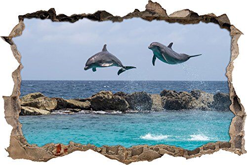Pixxprint pixxp RINT 3D WD 2679 92 x 62 Delfini nel Mare Che Salta svolta Adesivo da Parete 3D da Parete, in Vinile, Multicolore, 92 x 62 x 0,02 cm