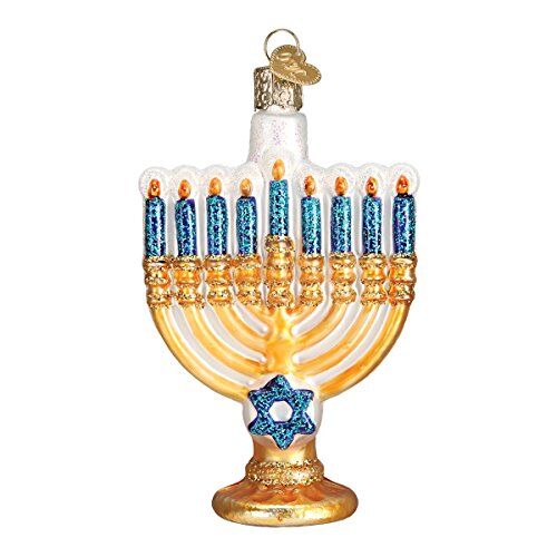 Old World Christmas Vecchio mondo Natale Hanukkah vetro soffiato ornamenti per albero di Natale Menorah