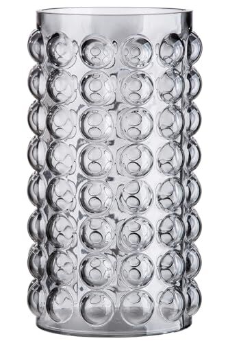 Gilde Vaso decorativo in vetro – Vaso per fiori in vetro – con gommini rotonde – decorazione moderna regalo di compleanno – Colore: grigio altezza 28 cm