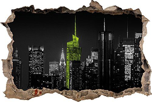 Pixxprint pixxp RINT 3D WD 5183 _ 62 x 42 Notte, New Yorks grattacieli svolta Adesivo da Parete 3D da Parete, in Vinile, Nero/Bianco, 62 x 42 x 0,02 cm