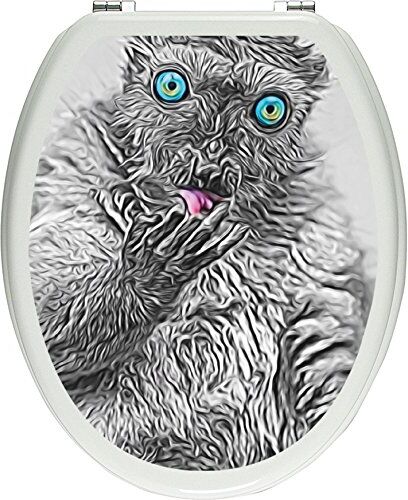 Pixxprint pixxp RINT 3D WCS 3920 _ 32 x 40 prächtiger Eulemur flavifrons beim Pulire Come Materiale Coperchio Adesivi, WC Coperchio WC, gläzendes, Nero/Bianco, 40 x 32 cm