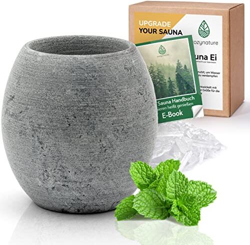 CozyNature uovo per sauna in pietra ollare naturale   ciotola per aromi resistente al calore per infusioni rilassanti   100% fatto a mano   Diffusore di Aromi in Pietra ollare per la Sauna Forno