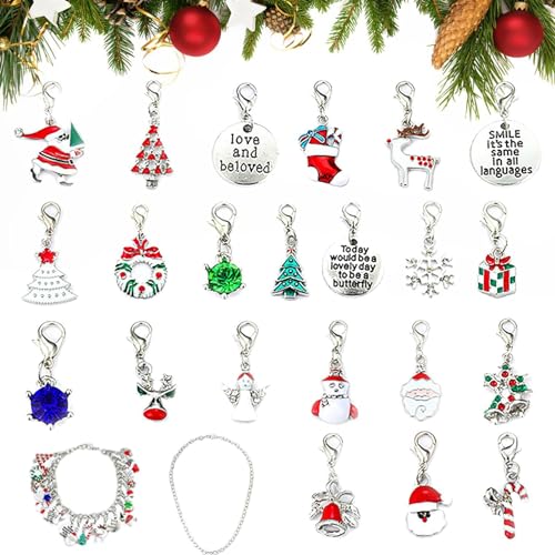 Generic Kit per creare gioielli con perline fai da te per bambini, Braccialetti di Natale Avvento per ragazze, Scatole portatili per calendario dell'Avvento da 24 per bambini, ragazzi e ragazze