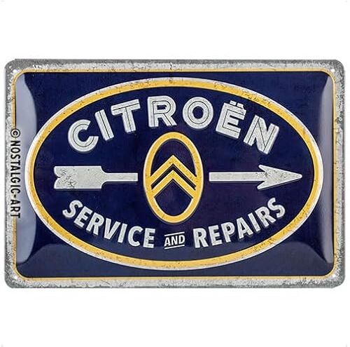 ART Targhe Vintage Citroen – Service & Repairs – Idea Regalo per Accessori per Auto, in Metallo, Design Retro per Decorazione, 20 x 30 cm