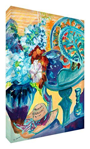-Tela dai colori vivaci, motivo astratto, di proprietà dell'artista Val Johnson-Vaso da fiori, dimensioni: 91 x 60 x 4 cm, taglia XL