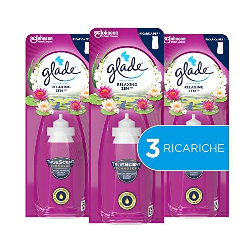 glade Sense & Spray Profumatore per Ambienti con Oli Essenziali, Fragranza Relaxing Zen, Confezione da 3 Ricariche da 18 ml