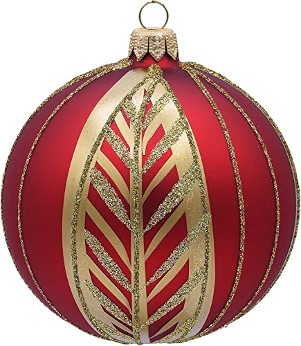 Vitbis Pallina di vetro con diametro di 10 cm, realizzata a mano perfetta per le vacanze. Decorazione unica per l'albero di Natale in rosso con superficie opaca