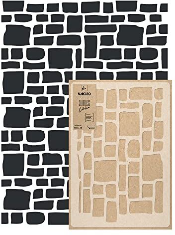 NAKLEO Stencil Riutilizzabile di Plastica Murale 59x95 cm Pietra Muro Mattone Grande Modello Carta da Parati Ripetitivo Pittura Tappezzeria Senza Cucitura Fai-da-te