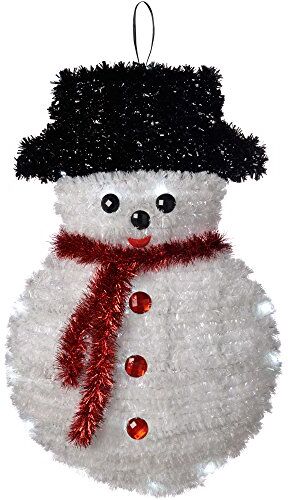 WeRChristmas Pupazzo di neve decorativo, 50 cm, con 20 LED a luce bianca brillante