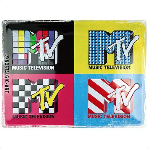 Targhe Vintage, 30 x 40 cm, MTV – Logo Pop Art – Idea regalo per amanti della musica, in metallo, Design retrò per decorazione