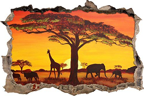 Pixxprint pixxp RINT 3D WD S2578 _ 62 x 42 Meravigliosa Savana Africana Paesaggio svolta Adesivo da Parete 3D da Parete, in Vinile, Multicolore, 62 x 42 x 0,02 cm