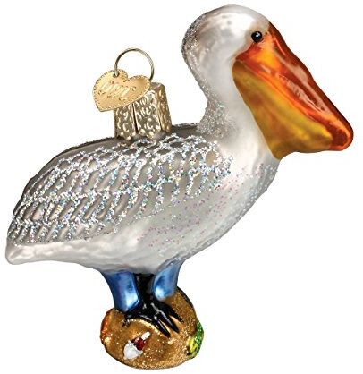 Old World Christmas Bird Watcher Collection Decorazione in vetro soffiato per albero di Natale Pelican