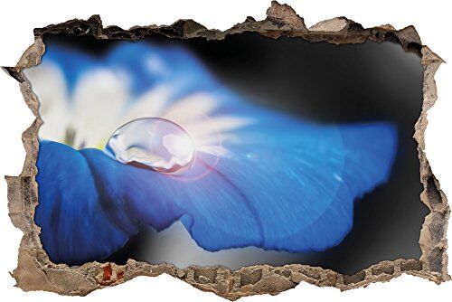 Pixxprint pixxp RINT e Fiori WD 4956 _ 62 x 42 einsamer Gocce d' Acqua su Sfondo Blu 3D svolta Adesivo da Parete 3D da Parete, in Vinile, Nero/Bianco, 62 x 42 x 0,02 cm