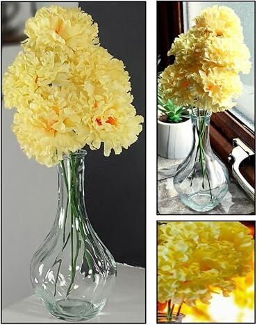 Creative Silver Vase with Yellow and Cream Nylon Artificial Flowers in Vase, Fake Flowers, Ornaments, Small Gift, Home Accessories, 32cm