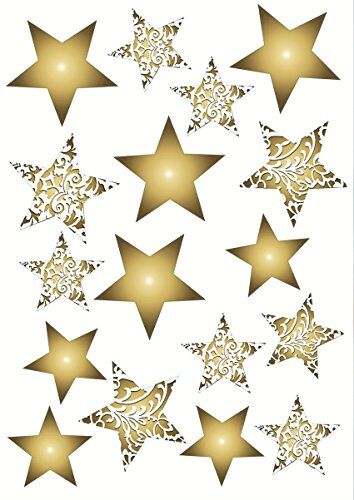 Plage  Electrostatic Sticker for Christmas Stelle Dorati, plastica, Colorful, 29,7 x 0,1 x 21 cm