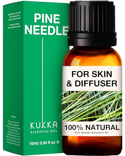 KUKKA essential oils Kukka Oli essenziali di pino per diffusore Oli essenziali di olio di pino autunnale di grado terapeutico puro al 100% Olio essenziale di pino non diluito per la fabbricazione di candele (10 ml)