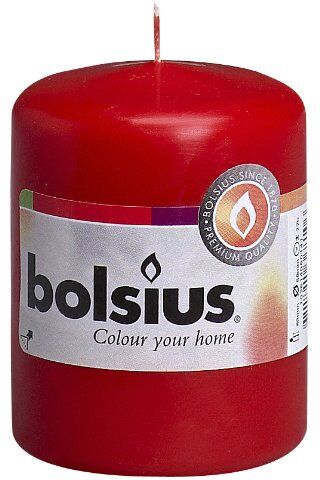 Bolsius Candele a pilastro lisce, colore rosso, 10 pezzi, 8 cm, candele decorative per la casa, lunghezza 17 ore, non profumate