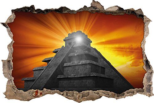 Pixxprint pixxp RINT 3D WD 4853 _ 92 x 62 Piramide Maya Tempio Aria svolta Adesivo da Parete 3D da Parete, in Vinile, Nero/Bianco, 92 x 62 x 0,02 cm