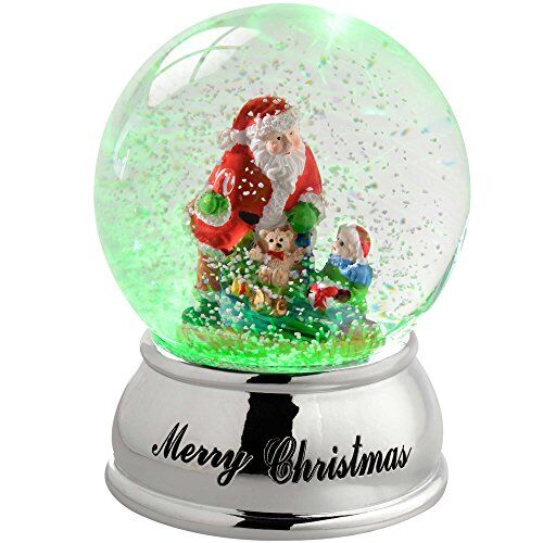 WeRChristmas -Babbo Natale con palla di neve decorazione di Natale cambia colore, in plastica, colore: multicolore, 10 cm