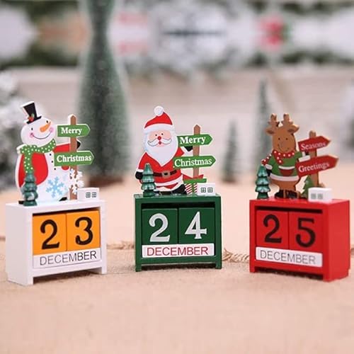 ART Trade Shop Calendario Dell'avvento Babbo Natale in Legno Datario Data Decorazioni Natalizie