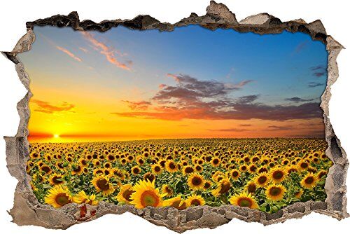 Pixxprint pixxp RINT 3D WD S2053 _ 92 x 62 Bellissimo Campo di Girasoli al Tramonto svolta Adesivo da Parete 3D da Parete, in Vinile, Multicolore, 92 x 62 x 0,02 cm