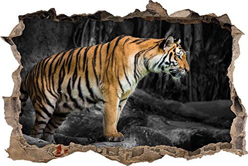 Pixxprint pixxp RINT 3D Strass WD 4997 _ 92 x 62 knurrender Tiger su svolta Adesivo da Parete 3D da Parete, in Vinile, Nero/Bianco, 92 x 62 x 0,02 cm