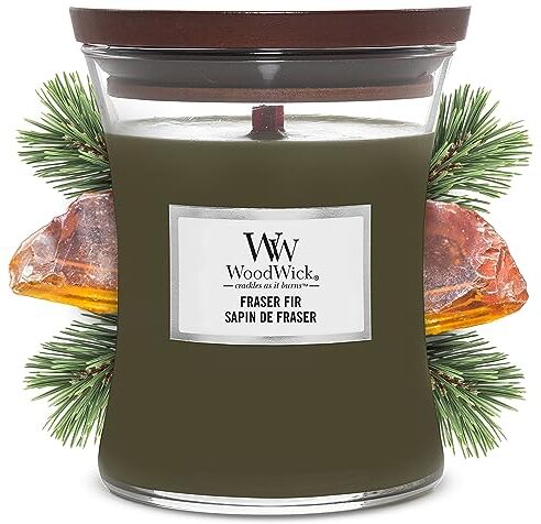 Woodwick Hourglass Candela Profumata Media   Fraser Fir   Con Stoppino Scoppiettante   Fino a 60 Ore