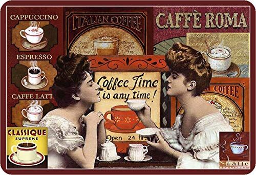 Schatzmix Targa in metallo con scritta "Coffee Time is Any Time", decorazione da parete, 20 x 30 cm