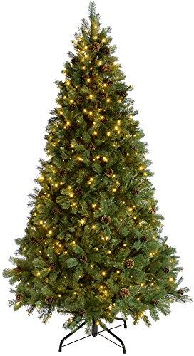 WeRChristmas Craford Albero di Natale Pre-Illuminato con pigne e 500 luci LED Calde, 2,1 m