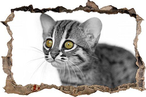 Pixxprint pixxp RINT WD s4774 _ 62 x 42 Grazioso Marmo 3D Gatto svolta Adesivo da Parete 3D da Parete, in Vinile, Nero/Bianco, 62 x 42 x 0,02 cm