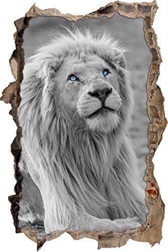 Pixxprint pixxp RINT 3D WD s4849 _ 62 x 42 maestoso Leone con Pelliccia Schönem svolta Adesivo da Parete 3D da Parete, in Vinile, Nero/Bianco, 62 x 42 x 0,02 cm