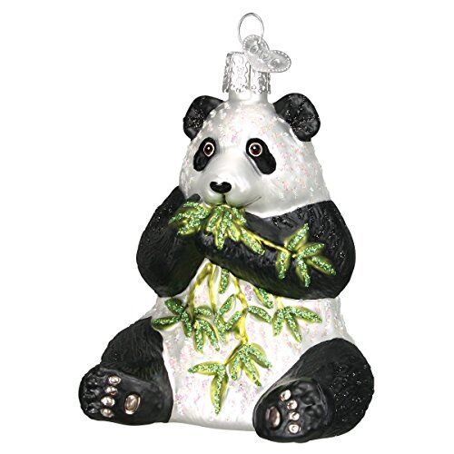 Old World Christmas Ornamenti in vetro soffiato Panda per albero di Natale