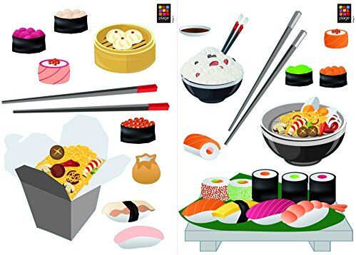 Plage Decorazione Adesivo Sushis, Vinile, Multicolore, 21 x 3 x 29.6 cm