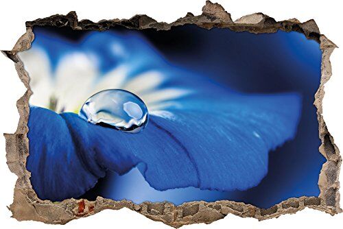 Pixxprint pixxp RINT 3D WD 1610 _ 62 x 42 Fiore Blu con Gocce di Rugiada svolta Adesivo da Parete 3D da Parete, in Vinile, Multicolore, 62 x 42 x 0,02 cm