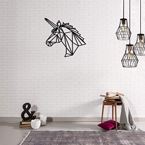 Homemania Decorazione da Parete Unicorno, Colore Nero, Acciaio Laminato a Freddo, Taglia Unica